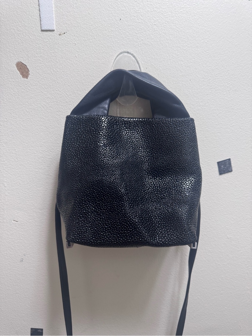 Daniella Lehavi Black Leather Textured Crossbody Bag made in Israel